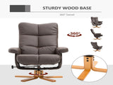 Recliner Armchair, Swivel Reclining Chair With Ottoman, Swivel Faux Leather Chair with Wooden Base T3398P328110