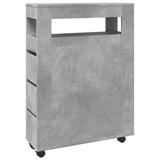 Narrow Bathroom Cabinet with Wheels Concrete Grey Engineered Wood 855271