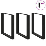 Dining Table Legs U-Shaped 3 pcs Black 90x cm Steel 4013208