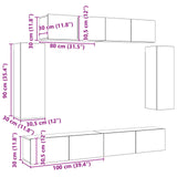 TV Cabinet Set 6 pcs Black Oak Engineered Wood 3332583