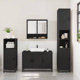 ZNTS 3 Piece Bathroom Furniture Set Black Engineered Wood 3300980