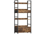 Industrial Style Bookcase, with 4 Shelves and 3 Fabric Drawers - Brown/Black T3398P423870