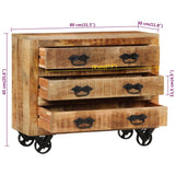 Sideboard with 3 Drawers 80x30x65 cm Solid Rough Wood Mango 351690