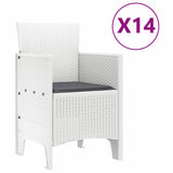 Garden Dining Set 15 pcs White Polt rattan 3378645