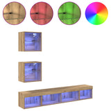TV Wall Units with LED 5 pcs Artisan Oak Engineered Wood 3402960