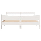 Bed Frame with Headboard White 200x200 cm Solid Wood Pine 3307033