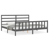 Bed Frame without Mattress Grey 200x200 cm Solid Wood Pine 3191928