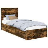 Storage Bed with Drawer Smoked Oak 75 x 190 cm Engineered Wood 3410851