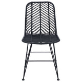 Dining Chair 2 pcs Rattan and Iron Black 44.5 x 54.5 x 85 cm 42011551