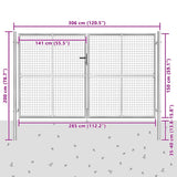 Garden Gate Galvanised Steel 306x200 cm Silver 144764