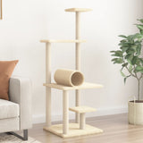 Cat Tree with Sisal Scratching Posts Cream 136 cm 172091