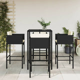 5 Piece Garden Bar Set with Cushions Black Poly Rattan 3203916