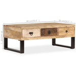 ZNTS Coffee Table with 3 Drawers Solid Mango Wood 90x50x35 cm 244942