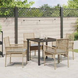 Garden Dining Set with Cushion 5 pcs Beige Poly Rattan 3379885
