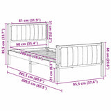 Bed frame Brown and light grey 90 x 200 cm Solid pine wood 878494