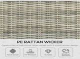 5 Pieces PE Rattan Sun Lounger Set, Outdoor Half-round Wicker Recliner Sofa Bed with Glass Top T3398P314148