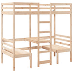 ZNTS Loft Bed Frame with Desk and Chairs 90x200cm Solid Wood Pine 3308553