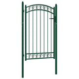 Fence Gate "EMMEN" with Arched Top Steel 100x106 cm Green 146365