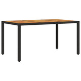 Garden Table with Acacia Wood Top Black 150x90x75 cm Poly Rattan 365535