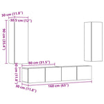 ZNTS Wall Mounted TV cabinets 4 pcs Old Wood Engineered Wood 3328971