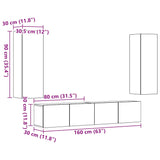 ZNTS Wall Mounted TV cabinets 4 pcs Old Wood Engineered Wood 3328971