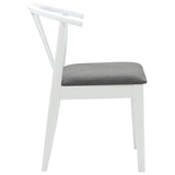Dining Chair 2 pcs White and Grey Solid Rubberwood 42020397