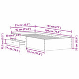 Bed Frame with Drawers Old wood 90 x 190 cm Engineered wood 3333990