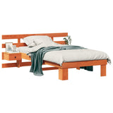 Bed Frame with Headboard Wax Brown 75 x 190 cm Solid Pine Wood 872721