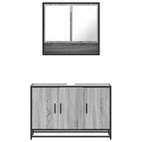 ZNTS 2 Piece Bathroom Furniture Set Grey Sonoma Engineered Wood 3300923