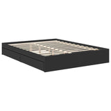 Storage Bed with Headboard Black 150 x 200 cm Engineered Wood 3412263