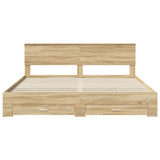 Bed Frame with Drawer Sonoma Oak 200 x 200 cm Engineered Wood 3410856
