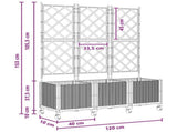 Garden Planter with Trellis&Wheels 3 pcs Brown PP 3423076