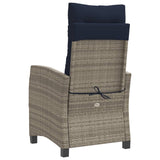 Reclining Garden Chair with Cushions Grey Poly Rattan 365215