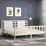 Bed Frame without Mattress White 200x200 cm Solid Wood Pine 3192837