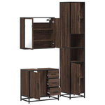 ZNTS 3 Piece Bathroom Furniture Set Brown Oak Engineered Wood 3301079