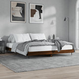 Bed Frame without Mattress Brown Oak 200x200 cm Engineered Wood 832220
