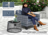 Single Rattan Armchair, with Cushions - Light Grey T3398P324020