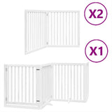 Dog Gate with Door Foldable 8 Panels White 640 cm Poplar Wood 3155678