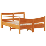 Bed Frame with Headboard Wax Brown 140x190 cm Solid Wood Pine 3307058