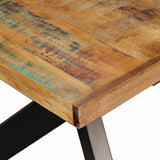 244804 Dining Table Solid Reclaimed Wood and Steel Cross 180 cm