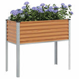 Garden Planter Light Brown 100 x 45 x 90 cm Galvanised Steel 42017371