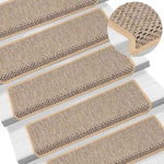 ZNTS Stair Mats Self-adhesive Sisal-Look 30 pcs 65x21x4 cm Light Beige 3365892