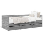 ZNTS Daybed with Drawers without Mattress Grey Sonoma 90x190 cm Single 3280830