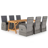 Garden Dining Set Grey PE Rattan Medium Removable Covers 3095296