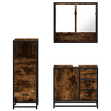 3 Piece Bathroom Furniture Set Smoked Oak Engineered Wood 3301047