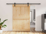 Sliding Door Natural and Black 100 x 210 cm Solid Pine Wood 3444916