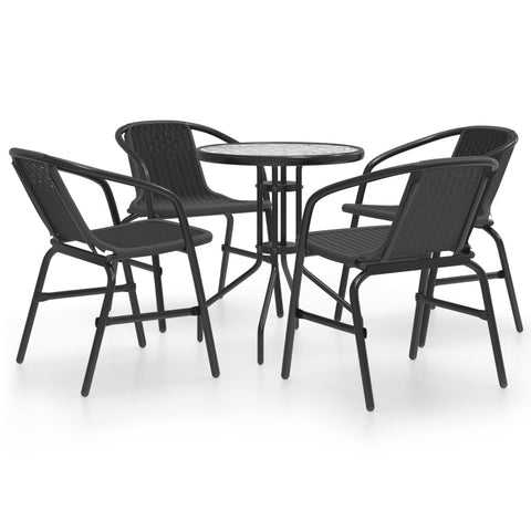 ZNTS 5 Piece Garden Dining Set Black 3080088