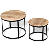 Two Piece Coffee Table Set Rough Mango Wood Round 40 cm/50 cm 244006