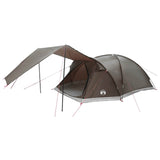 Cabin Tent with Roof Brown grey 8-Person Polyester and Steel 42029013
