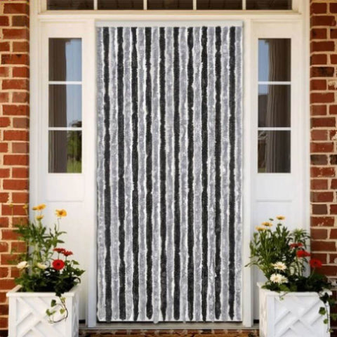 ZNTS Fly Curtain Grey and Black 90x220 cm Chenille 377328
